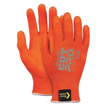 Hi-Vis Cut Resistant Coated Gloves, A4 Cut Level, 13 ga, Orange, 2XL ( 11 )